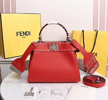 Fendi Small Peekaboo Handbag Red Size 23 x 11 x 18 cm