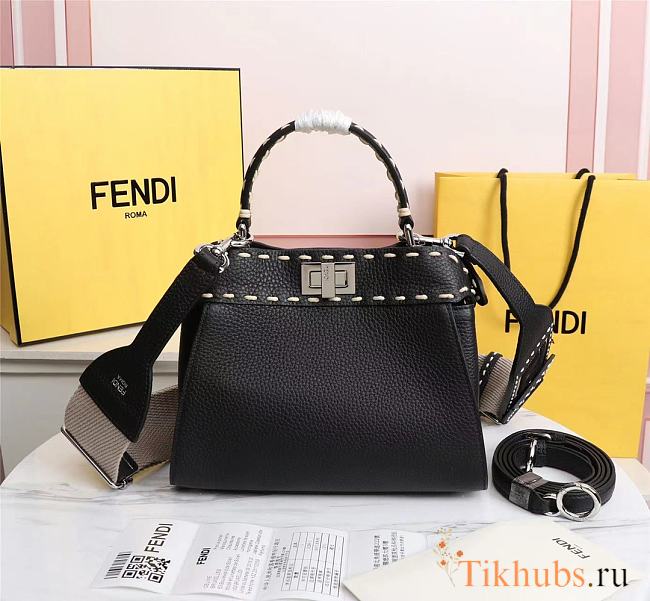 Fendi Small Peekaboo Handbag Black Size 23 x 11 x 18 cm - 1