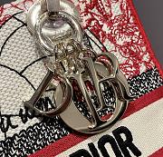 DIOR MEDIUM LADY D-LITE BAG Red and White Size 24 x 20 x 11 cm - 5