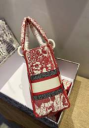DIOR MEDIUM LADY D-LITE BAG Red and White Size 24 x 20 x 11 cm - 3