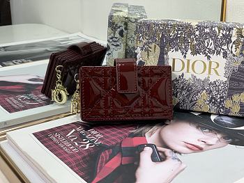 Dior Lady 5-Gusset Card Holder Redwine S0074 Size 10.5cm