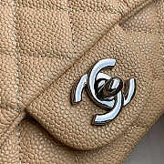 Chanel Mini Flap Bag Silver-tone Metal Caviar Leather Beige Size 20cm - 2