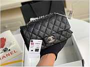 Chanel Mini Flap Bag Silver-tone Metal Caviar Leather Black Size 20cm - 1