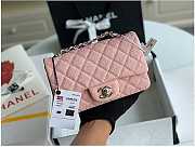 Chanel Mini Flap Bag Silver-tone Metal Caviar Leather Pink Size 20cm - 1