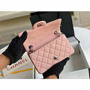 Chanel Mini Flap Bag Silver-tone Metal Caviar Leather Pink Size 20cm - 3