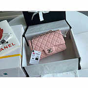 Chanel Mini Flap Bag Silver-tone Metal Caviar Leather Pink Size 20cm - 2