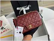 Chanel Mini Flap Bag Gold-tone Metal Caviar Leather Burgundy Size 20cm - 1