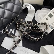 Chanel Lambskin Mini Flap Bag Silver-Tone Metal Black Size 20cm - 3