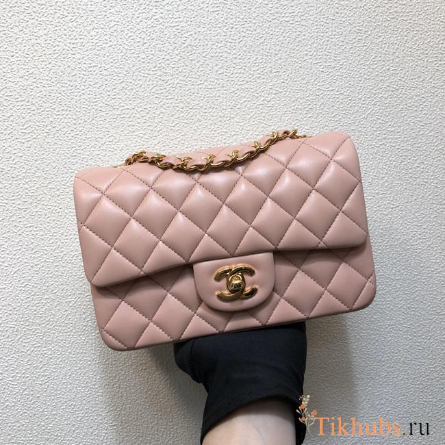 Chanel Lambskin Mini Flap Bag Gold-Tone Metal Light Pink Size 20cm - 1