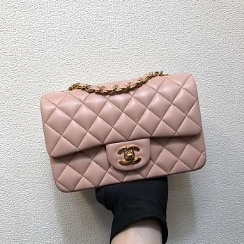 Chanel Lambskin Mini Flap Bag Gold-Tone Metal Light Pink Size 20cm