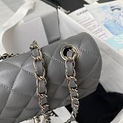 Chanel Lambskin Mini Flap Bag Silver-Tone Metal Grey Size 20cm - 3