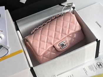 Chanel CF Big Mini Patent Leather Small Bag Pink (Silver lock) 1116 Size 20 cm