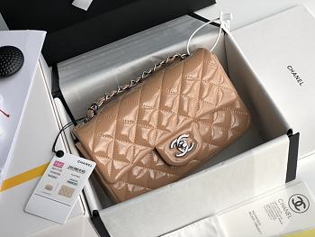 Chanel CF Big Mini Patent Leather Small Bag Beige (Gold lock) 1116 Size 20 cm