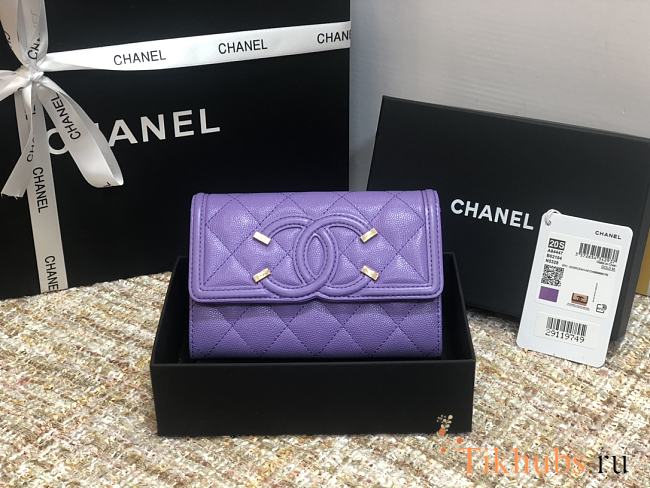 Chanel CC Small Wallet Purple 84447 Size 15 cm - 1