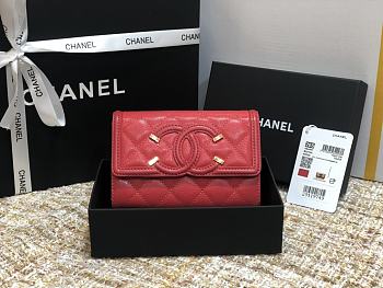 Chanel CC Small Wallet Red 84447 Size 15 cm