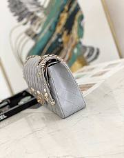 Chanel Flap Bag Gold Bling Harware Grey Size 25.5 cm - 5