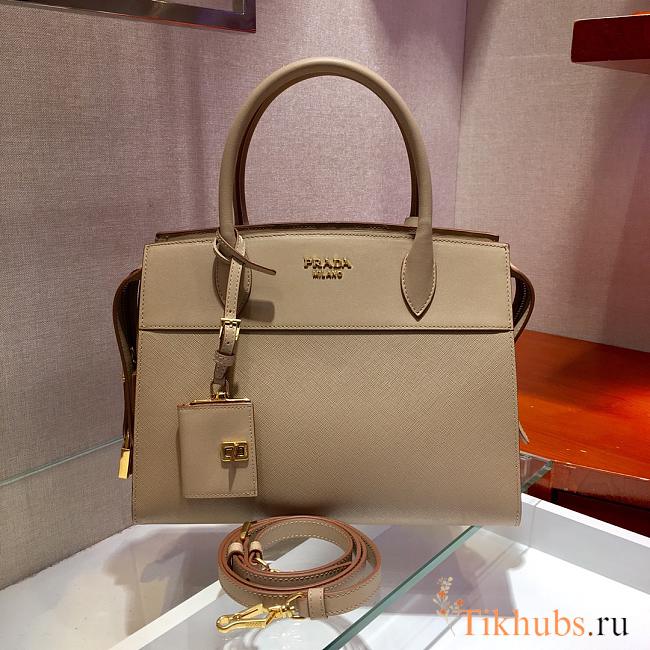 Prada Calf Leather Beige Handbag IBA046 Size 30 x 22 cm - 1