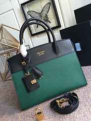 Prada Calf Leather Green Black Handbag IBA046 Size 30 x 22 cm - 4