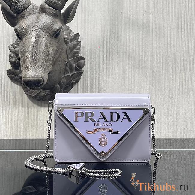 Prada Large Triangle Flip Cover Bag Purple 1BH189 Size 17 x 9.5 x 3.5 cm - 1