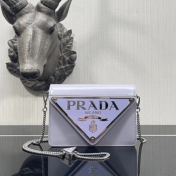 Prada Large Triangle Flip Cover Bag Purple 1BH189 Size 17 x 9.5 x 3.5 cm