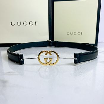 Gucci Belt Gold GC Logo Black