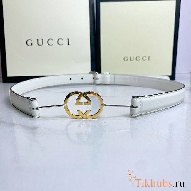 Gucci Belt Gold GC Logo White - 1