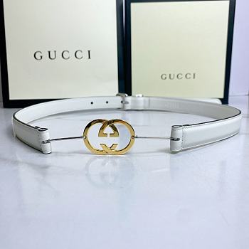 Gucci Belt Gold GC Logo White