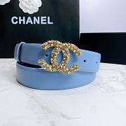 Chanel Belt Gold CC Buckle Blue 3 cm - 4