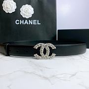 Chanel Belt Silver CC Buckle Black 3 cm - 1