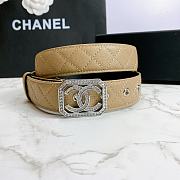 Chanel Belt Silver CC Buckle Beige 3 cm 02 - 1