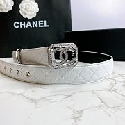 Chanel Belt Silver CC Buckle White 3 cm 02 - 1