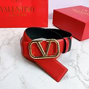 Valentino Belt Gold Vlogo Pure Red Size 4 cm - 3