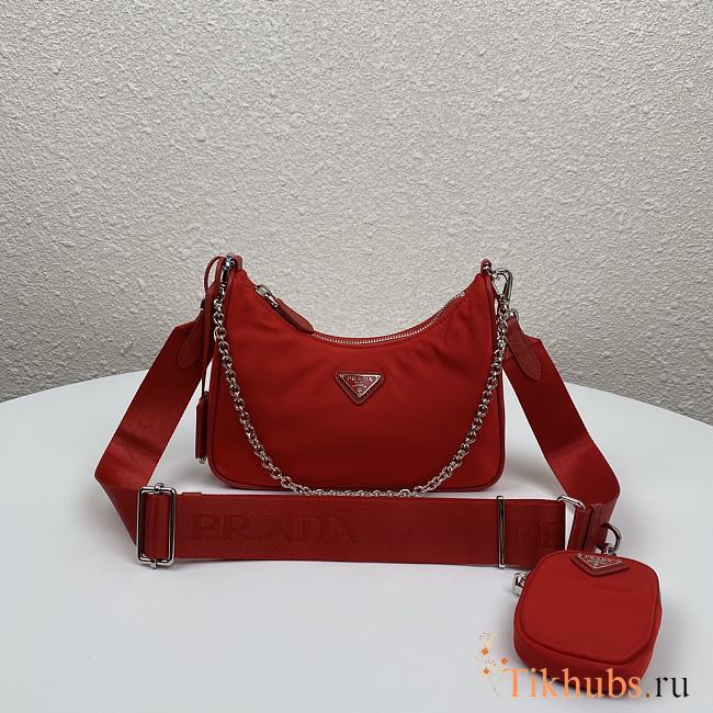 Prada Nylon Hobo Polka-Dot Bag 1BH204 Red Size 22 x 12 x 6 cm - 1