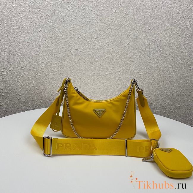 Prada Nylon Hobo Polka-Dot Bag 1BH204 Yellow Size 22 x 12 x 6 cm - 1