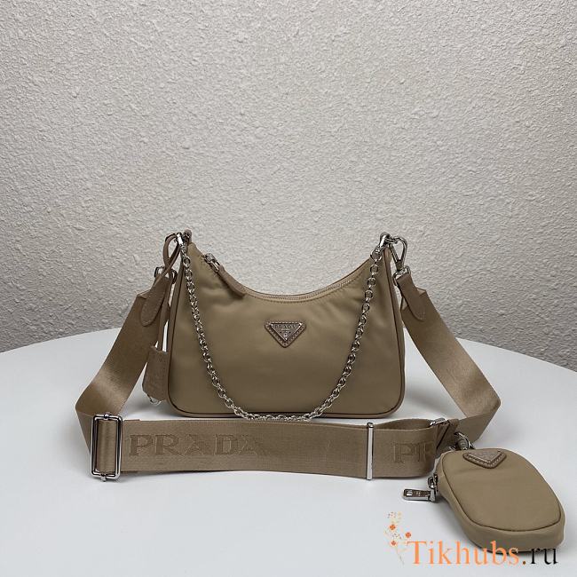 Prada Nylon Hobo Polka-Dot Bag 1BH204 Beige Size 22 x 12 x 6 cm - 1