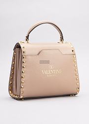 Valentino Rockstud Alcove Grainy Calfskin Handbag Beige Size 22 x 17 x 9 cm - 4