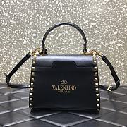 Valentino Rockstud Alcove Grainy Calfskin Handbag Black Size 22 x 17 x 9 cm - 5