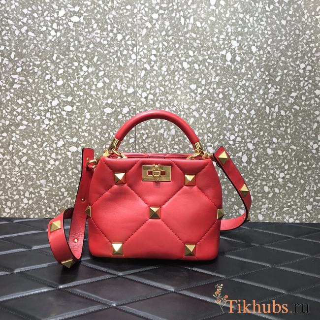 Valentino Roman Stud The Handle Bag Red Size 20 x 9 x 15 cm - 1