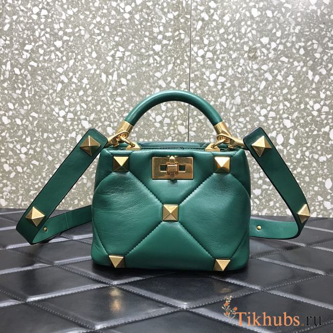 Valentino Roman Stud The Handle Bag Green Size 20 x 9 x 15 cm - 1