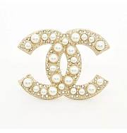 Chanel Gold Pearl Brooch Large Size - 1