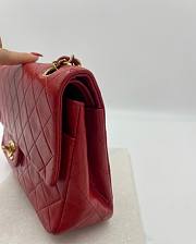 Chanel Lambskin Flap Bag Gold-Tone Metal Red Size 33 cm - 6