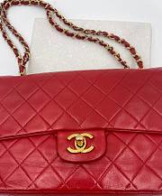 Chanel Lambskin Flap Bag Gold-Tone Metal Red Size 33 cm - 4