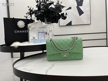 Chanel Flap Bag Gold-tone Metal Caviar Leather Green 880780 Size 25cm