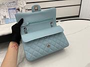 Chanel Flap Bag Silver-tone Metal Caviar Leather Light Blue 880780 Size 25cm - 6
