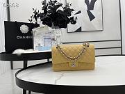 Chanel Flap Bag Silver-tone Metal Caviar Leather Yellow 880780 Size 25cm - 1