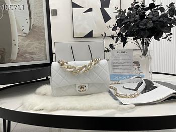 Chanel Cruise Leather Flap Bag White AS1354 Size 24x16x6 cm