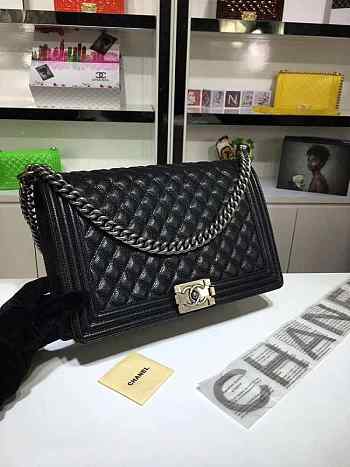 Chanel LeBoy Caviar Handbag Silver Hardware 30cm