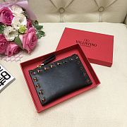 Valentino Rockstud Grainy Calfskin Coin Purse And Cardholder Black Size 13 cm - 2