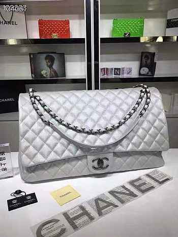 Chanel XXL Airline Flap Bag 46cm White Silver Hardware