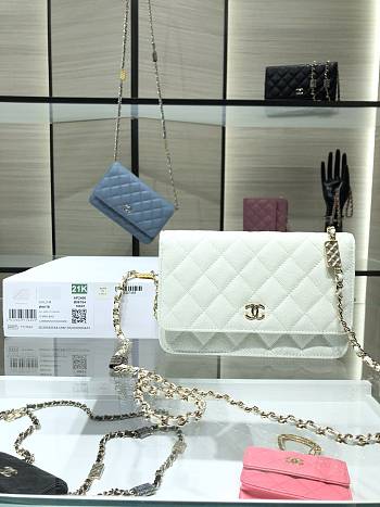 Chanel WOC Caviar AP2400 White Size 19 cm